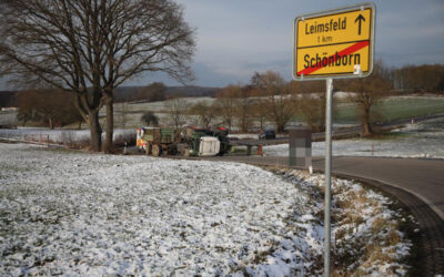 Traktor kippt bei Schönborn um