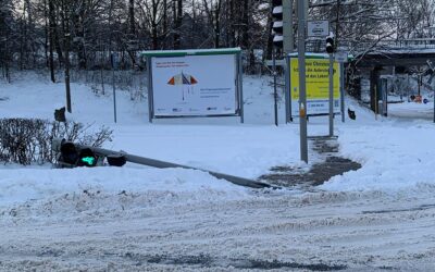 KS: Taxifahrerin (66) behält Oberhand; Fußgängerampel umgefahren