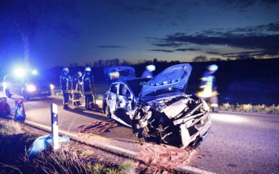 Pkw streift zwei Bäume und schleudert über Kreisstraße